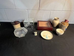 Vintage Collectible Estate Lot - Decorative Boxes, Platte Valley Decanter & Piggy Bank