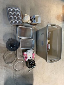 Kitchenware Mixed Lot - Bakeware, Glass Dishes, Decor & Storage Tote