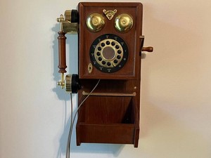 Wall Mount Rotary Telephone - Vintage Wood Case 1927 Design