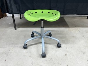 Adjustable Rolling Stool Green Seat