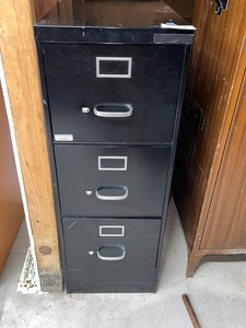 Black 3-Drawer Metal Filing Cabinet