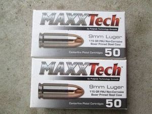 2 MaxxTech 9mm Luger 50 pack cartri...