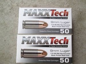 2 MaxxTech 9mm Luger 50 pack cartri...