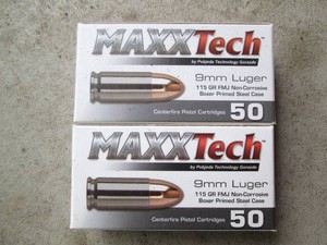 2 MaxxTech 9mm Luger 50 pack cartri...