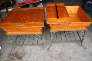 2 Tables with foldable tops for sto...