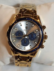 NEW Montres Prestige MPW-0354 Gold-Tone Chronograph Style Watch w Gift Box  Retails $250.00