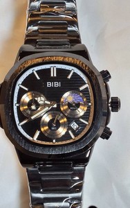 NEW BIBI Luxury Watch  Black Stainless Steel Multi-Function Style Watch w Presentation Box