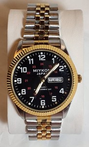 NEW MIYKON Japan Two-Tone Stainless Steel Watch  DayDate  50M Water Resistant  Gift Box  Retails $205