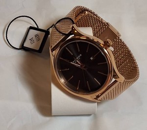 NEW Akribos XXIV Rose Gold Mesh Bracelet Watch  Gray Sunburst Dial  Sapphire Crystal  Retails $425