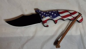 New American Flag Assisted Opening Folding Knife - 440 Stainless Steel Blade w Belt Lanyard