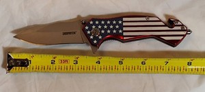 New Dispatch� American Flag Assisted Opening Folding Knife w Glass Breaker & Seat Belt Cutter