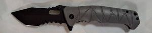 Assisted Opening Tanto Folding Pocket Knife  Gray Textured Handle  New in Box