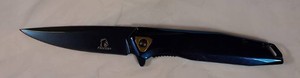 NEW Falcon Blue Assisted Opening Folding Pocket Knife  440 Stainless Steel  8.75  Box Included