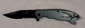 NEW Falcon Assisted Opening SurvivalRescue Folding Knife  Gray Multi-Tool Handle  440 Stainless Steel  Original Box