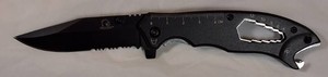 NEW Falcon Assisted Opening SurvivalRescue Folding Knife  Black Multi-Tool Handle  440 Stainless Steel  Original Box