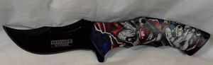 Defender Xtreme Creepy Clown Graphic Assisted Folding Knife Tactical Team Black Blade