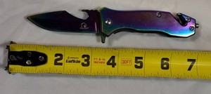 Falcon Rainbow Assisted Opening Rescue Pocket Knife Glass Breaker Seat Belt Cutter