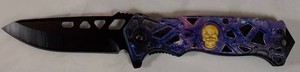 Galaxy Skull Assisted Opening Folding Pocket Knife Black 440 Stainless KS2451PP