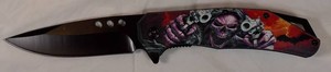 Fantasy Grim Reaper Skull Assisted Folding Knife Black 440 Stainless EDC
