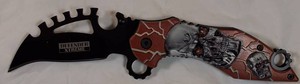 Defender Xtreme Assisted Opening Folding Knife  Terminator Skull Design