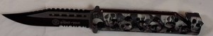 Zombie War Double Action OTF Automatic Knife  Skull Handle