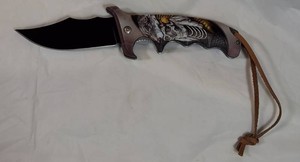 Fantasy Native Skull Eagle Folding Pocket Knife
