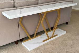 LR - Console Table Faux Marble Gold Base