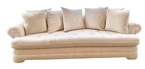 DN - Vintage Upholstered Sofa Neutral Fabric Couch