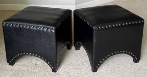 MBR - Faux Leather Ottoman Pair With Nailhead Trim