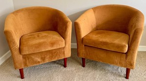 DN - Barrel Back Chairs - Decorative Rust Pair