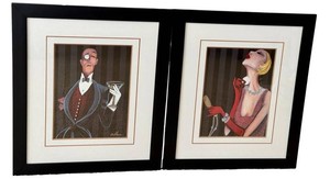 DN - Framed Art Deco Jeff Williams Prints including a Vintage Jeff Williams Print Powder Puff (Lot of 2)