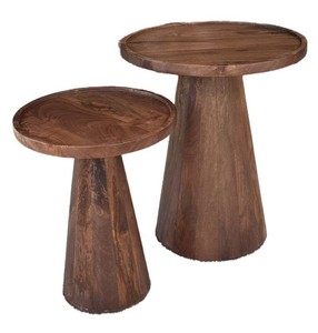 LR - Accent Tables - Pair of Pedestal Wood Tables