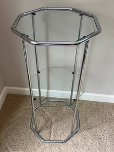 O - Glass Etagere - Chrome Display Stand