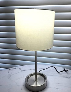 LLBR - Table Lamp 19H Brushed Metal Drum Shade