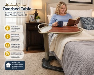 MSRP $3,000 Stryker 4810 Michael Graves Overbed Table  HeightAdjustable Surface, DuraEdge Spill Containment, UShaped Base, Smooth Mobility Great Condition