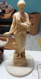 Classical Female Marble Figurine Sculpture on Marble Base 20in Neoclassical Carved in Italy