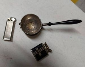 2 Vintage Art Deco Lighters from Czechoslovakia & Tea Strainer Art Deco Style