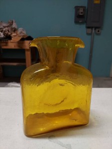 Blenko Art Glass Vase Rare Yellow Hand Blown Mid Century Decor