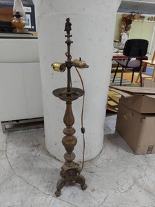 Antique Brass Candle Holder Converted Table Lamp Figural Base