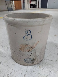Red Wing 3 Gallon Stoneware Crock w Blue 3 & Wing Salt Glaze