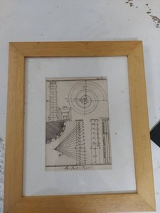 Framed Architectural Engraving Print Plate 7 Classical Design Study