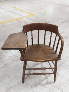 College of Wooster Wooden Student Writing Arm Chair Tablet Desk