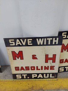1920s M&H Gasoline St Paul Metal Advertising Sign 24in Square 1920s