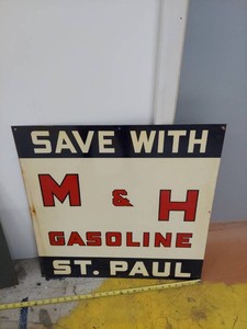 1920s M & H Gasoline St. Paul Metal Advertising Sign Approx. 24in Square
