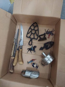 Lot Including Approximately 14 Vintage Cast Iron Kitchen Tools & Figures