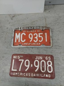 Lot Including 1961 Illinois Rockford & 1965 Wisconsin License Plates