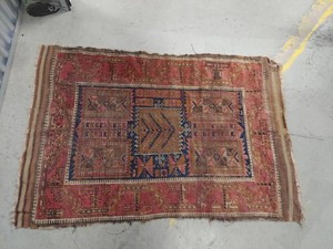 Vintage Hand Knotted Wool Area Rug Geometric Scatter See Photos