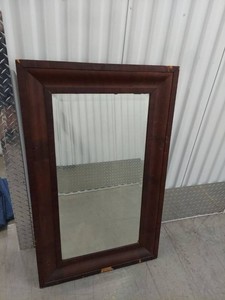 Antique Walnut Framed Beveled Glass Wall Mirror Maine State Library Label See Photos