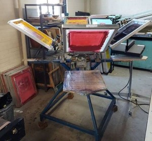 Hopkins 4 Color Screen Printing Press w 4 Screens