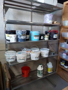 Lot Including Approximately 14 Screen Printing Ink Buckets Union Wilflex